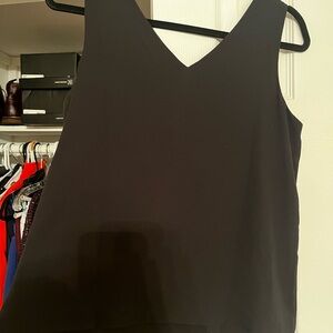 Ann Taylor Sleeveless Black V-Neck Blouse